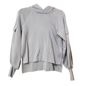 Adeam Light Grey Oversized Puff Sleeve Hoodie Sweatshirt Womens S Street Wear